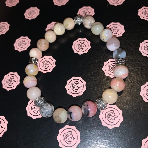 🪬2/$20🪬 ✋🏼Made Nat 8mm Rhodochrosite & Nat 8mm Pink Opal Stone Bracelet - Picture 15 of 16